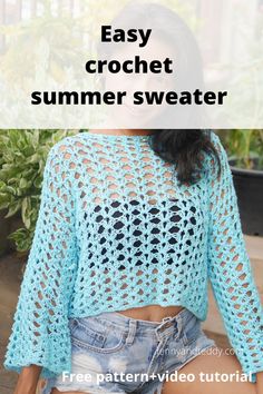 an easy crochet summer sweater with text overlay