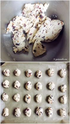 there are many cookies and doughnuts on the baking sheet, but no one is able to make them