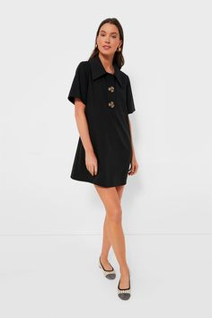 Black Scout Dress | Tuckernuck Chic Collared Dress For Daywear, Chic Collared Neckline Dress For Fall, Chic Collared Mini Dress For Work, Chic Collar Shirt Dress, Chic Collared Shirt Dress For Daywear, Chic Shirt Dress With Collared Neckline, Chic Collared Shirt Dress With Buttons, Chic Collared Dress For Work, Chic Collared Neckline Dresses For Work