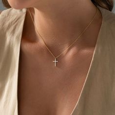 14k Gold Cross Necklace, Cross Necklace, Christian Gifts, Minimalist Necklace, Baptism Necklace, Christmas Gift , Hallowen Gift , Women Gift - Etsy Small Gold Cross Necklace, Protestant Cross, Gold Cross Necklace For Women, Baptism Necklace, Layered Cross Necklace, Tiny Cross Necklace, Cross Necklace Women, Christian Board, Necklace Christian