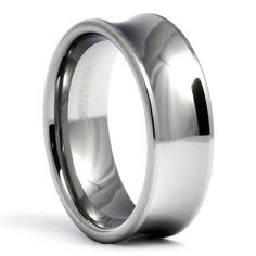 a stainless steel wedding ring with a domed surface and beveled in the center