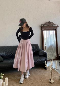 The perfect pink midi skirt for spring! With a pleated flare silhouette, side pockets and concealed back zipper, this skirt mixes and matches easily, and looks cute all day. Lined. S: 25" waist, 29.5" lengthM: 26.5" waist, 29.5" lengthL: 28" waist, 30" lengthXL: 29.5" waist, 30" length Pink Midi Skirt For Fall, Pink Fall Midi Skirt, Chic Pink Skirt With Pleated Waist, Feminine Solid Color Midi Skirt, Relaxed Pink Skirt For Fall, Pink Pleated Flowy Maxi Skirt, Pink Flowy Pleated Maxi Skirt, Pink Long Skirt For Fall, Long Pink Skirt For Fall