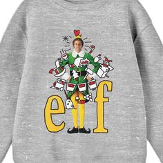 Elf Doodle, Popular Christmas Movies, Elf Sweatshirt, Xmas Fashion, Heather Grey Sweatshirt, Elf Movie, Matching Pjs, Buddy The Elf, Matching Family Pajamas