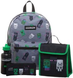 Minecraft Kids Minecraft Backpack 4 Piece Set Tom Och Jerry, Minecraft Lunch, Minecraft Bag, Minecraft Backpack, Minecraft Merchandise, Minecraft School, Minecraft Toys, School Lunch Bag, Kids School Backpack