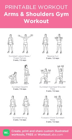 the printable workout guide for arms and shoulders