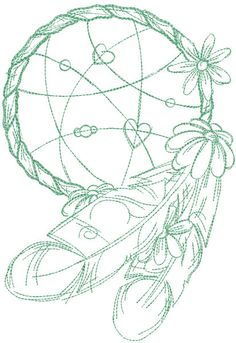 a drawing of a dream catcher with flowers on it