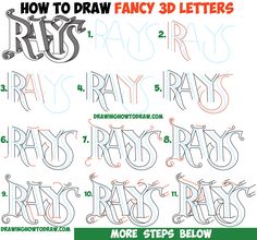 the instructions for how to draw fancy 3d letters from scratchsticks and crayons