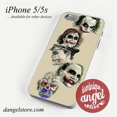 an iphone case with the faces of three jokers on it, one is wearing a hat