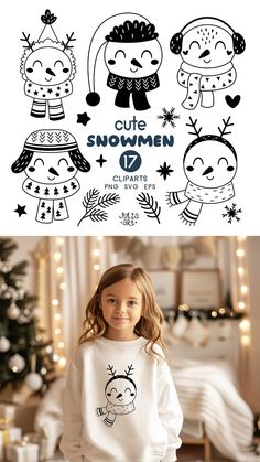 Snowman Doodle, Snowman Face Svg, Doodle Clipart, Snowman Svg, Snowman Png, Snowman Clipart, Winter Clipart