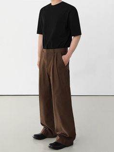 Size (in cm) S M L XL Waist 74 78 82 86 Hip 100 103 106 109 Length 102 103 104 105 More Sizing Information Below Trouser Outfit, High Heel Sneakers, Wide Trousers, Brown Pants, Bag Dress, Fit Check, Mens Fashion Trends, Trending Dresses, Brunei