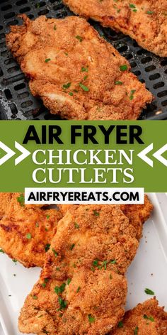 air fryer chicken cutlets with parsley on top