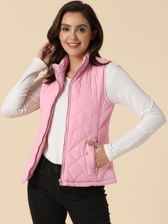 Shop Allegra K for stand collar lightweight gilet quilted zipper vest you are looking for, get more women's vests for yourelf. Order now! Free Returns! Leather Waistcoat, Zipper Vest, Womens Puffer Vest, Fall Wear, High Neck Sweater, One Piece Outfit, Vest Fashion, Vest Outfits, Necklines For Dresses