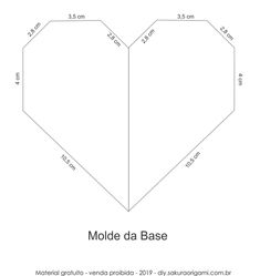 the shape of a heart is shown with measurements to make it look like an origami