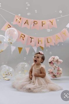 Baptism First Birthday Girl, Champagne Flower Girl Dress, Champagne Flower Girl, Baby Birthday Photoshoot, 1st Birthday Girl Decorations, 1st Birthday Party For Girls, 1st Birthday Pictures, 1st Birthday Photoshoot, First Birthday Pictures