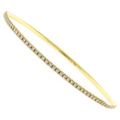 From Tiffany & Co, this 18 karat gold bangle bracelet with diamonds is from the Metro collection. • Metal: 18kt Yellow Gold • Circa: 2020s • Gemstone: 104Diamonds=.65 carats • Dimensions: 2 3/8 circumference • Packaging: Tiffany pouch • Condition: Excellent Condition Simple Gold Bangle Tiffany & Co., Tiffany Bracelet, Tiffany And Co Bracelet, Bracelet With Diamonds, Xmas Wishlist, Tiffany Bracelets, Bracelets Gold Diamond, Tiffany And Co, Gold Bangle Bracelet