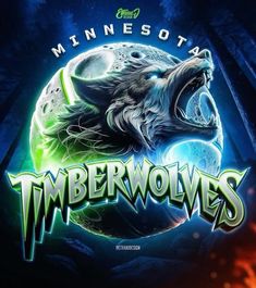 minnesota's timberwolves logo with an image of a bear in the background