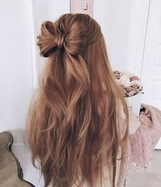 Bow Hairstyle, Wedding Hair Down, Down Hairstyles, The Mirror, Prom Hair