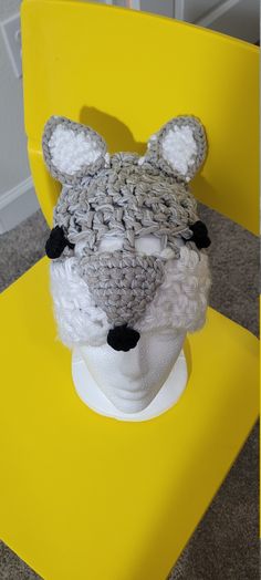 Play the big bad wolf in this sweet and warm crochet winter hat. The mannequin head measures 21" around. Crochet Wolf Hat Pattern Free, Crochet Wolf Hat, Baby Wolf Hat Crochet Pattern, Crochet Winter Hats, Big Bad Wolf, Mannequin Heads, Crochet Winter, Bad Wolf, Caps Hats