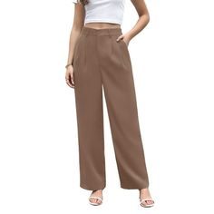 Uvplove women's work business pants are a stylish and comfortable pair of loose wide leg business pants as well as a stylish and practical pair of wide leg business pants. The women's loose wide leg business pants have a loose leg which can effectively trim the leg shape, the pants are designed with a stretch elastic back waist, and the front of the pants are designed with pleats plus buttons, wearing women's work pants visually the leg shape is more smooth. These women's suit pants can be paire Coffee Outfit, Work Pants Women, Plus Size Work, Business Pants, Pantsuits For Women, Work Trousers, Weather Wear, Wide Leg Linen Pants, Plus Size Pants