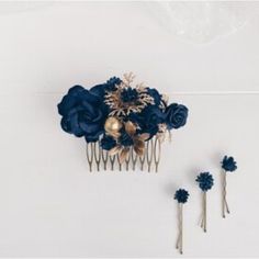 Bridal Flower Hair Comb With 3 Navy Blue And Gold Hair Pins. Never Used! Perfect For Wedding, Engagement, Parties. Hand-Made And Purchased Off Etsy 4 Inches Wide 3 Inches High Thank You So Much For Shopping My Closet! New To Poshmark? Use Code Hunteranne14 To Set Up A New Account And Receive A $10 Credit Toward Your Purchase! Tags: Party, Bride, Bridesmaid, Wedding, Engagement, Southern, Bridal Flower Hair Comb, Gold Hair Pin, Navy Blue Flowers, Flower Hair Comb, Bridal Hair Flowers, Rose Hair, Handcrafted Accessories, Blue Bridesmaids, Gold Hair