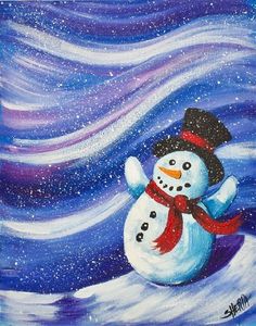 Arte Quilling, Snowman Painting, Simple Acrylic Paintings