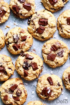 chocolate chip cookies on a baking sheet