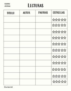 the spanish language worksheet with stars in each star, which is written on it