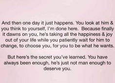 a poem written in black ink on a white paper with the words, and then one day it just happens you look at him & you think