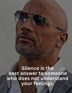 a man with glasses and a quote on it that says, silence is the best answer to someone who does not understand your feelings