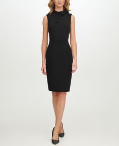 in stock Wear To Work Dress, Black Sheath Dress, Review Dresses, Exposed Zipper, Calvin Klein Dress, Calvin Klein Woman, Crepe Dress, Petite Dresses, Dress Blue