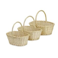 three wicker baskets sitting next to each other