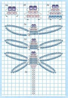 a cross stitch chart with an image of a dragonfly on it's back