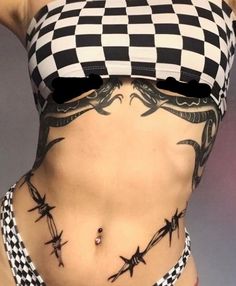 Spider Web Tattoo Stomach, Barbed Wire Stomach Tattoo, Lower Waist Tattoo, Lower Belly Tattoos For Women, Lower Abdomen Tattoo, Hand Print Tattoos, Succubus Tattoo, Trible Tattoos, Tattoo Medusa