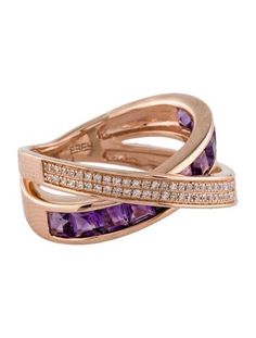 14K Rose GoldFeaturing 1.32 Carat Square Amethyst Effy Jewelry, Crossover, Band Rings, Jewelry Rings, Amethyst, Band, Square, Jewellery Rings