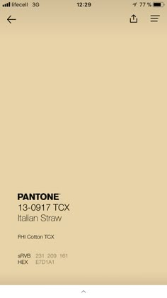 the pantone italian straw menu is shown on an iphone screen, and it's in