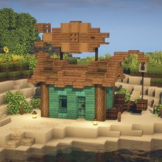 Minecraft Fishing Hut, Minecraft Small House, House Tutorial, Build House