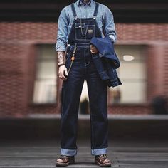 Vintage Heavy Duty Primary Color Worker Denim overalls Mens Denim Overalls, Mens Workwear Style, Farmer Chic, 1920 Style, Jumper Fits