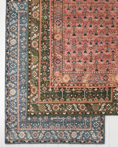 two rugs with different colors and designs