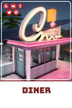 the diner is lit up and ready to be eaten