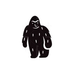 a black and white silhouette of a bigfoot standing in front of a white background