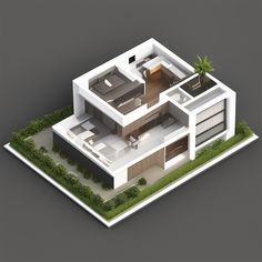 an aerial view of a modern home