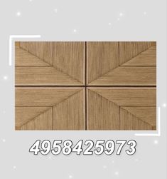 a wooden door with four different angles and numbers on the front, side and back