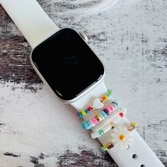 These super cute watch band accessories are suitable for Most Silicone band/leather bands. Designed as a loop ring that slides easily on your watch bands.( Compatible with Apple Watch Silicone Band suitable all Apple series 1-7 & SE, Samsung, & Versa Watch Bands.  Cute Decorative Ring compatible for most Watch Apple Watch Bling, Galaxy Watch 4 Bands, Apple Watch Band Accessories, Diy Apple Watch Charm, Apple Watch Beads, Apple Watch Beaded Bands, Cute Watch Bands, Preppy Apple Watch Bands, Beaded Apple Watch Bands