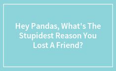 the words hey pandas, what's the stupidest reason you lost a friend?