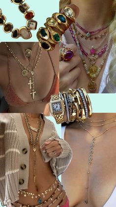 #summer #jewelry #chunky #gold #silver #chains #layering #gems #jewels #cross #necklace #watch #watches #necklaces #bracelets #rings #ring Jewelry Chunky, Looks Party, Silver Chains