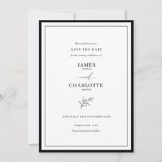 an elegant black and white wedding save the date card