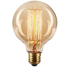 an old fashioned light bulb is shown on a white background, with the filament turned upside down