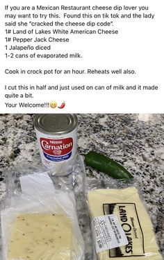 a can of cheddar cheese next to some other ingredients on a counter top