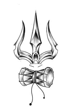 a drawing of a bow with horns on it