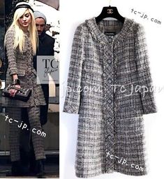 ad eBay - CHANEL 13B Gray Brown Chain Trimming Tweed Coat Dress CC Logo 34 36 US2 4 Karl - Buy Now, click the link (eBay) Vests Women, Chanel Coat, Women Coats, Fall Winter Collection, Tweed Coat, Collar Designs, Cc Logo, Winter Fashion Outfits, Pre Fall